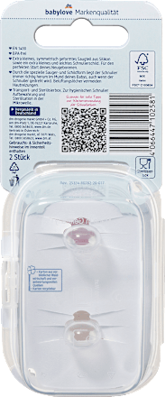 Schnuller für Neugeborene symmetrisch, Silikon, peach/creme, 0-2 Monate babylove