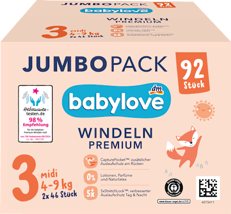 Windeln Premium Gr. 3 Midi (4-9 kg) Jumbopack babylove