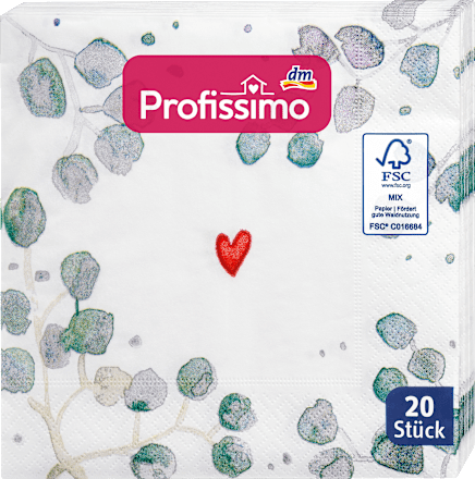 Salvete sa motivom eukalitusa, 3-slojne, 33x33cm Profissimo