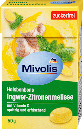 Bomboane pentru gât cu ghimbir și lămâie Mivolis