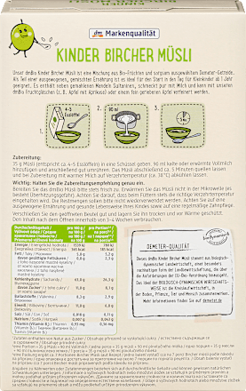 Kindermüsli Bircher ab 1 Jahr dmBio