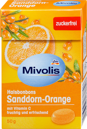Bonboni z rakitovcem in pomarančo, z vitaminom C, s sladili Mivolis