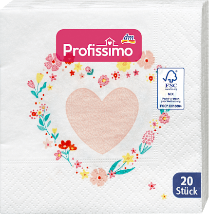 Cocktailservietten "Herzmelodie" (25x25 cm) Profissimo