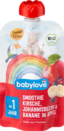 Био смути от ябълка, банан, вишна и касис, 1+г babylove