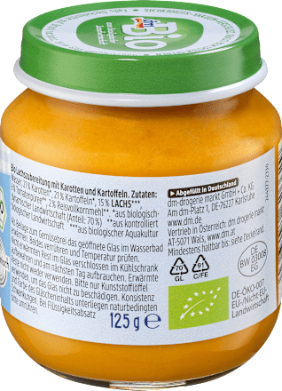 Lachszubereitung mit Gemüse,ab dem 5. Monat dmBio