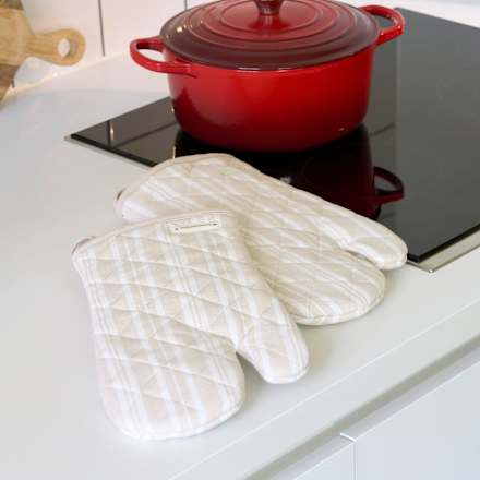 Ofenhandschuh aus Bio-Baumwolle, beige/weiß (18x32cm) keine Marke