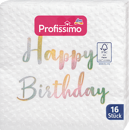 Geprägte Cocktailservietten "Lovely Birthday" (25x25 cm) Profissimo