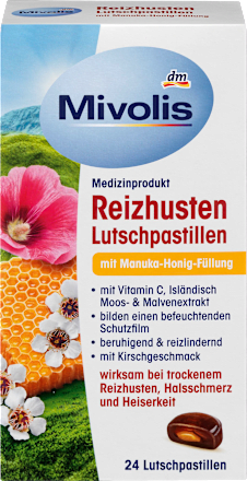 Reizhusten Lutschpastillen mit Manuka-Honig-Füllung Mivolis