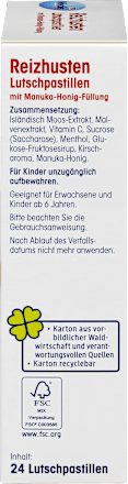 Reizhusten Lutschpastillen mit Manuka-Honig-Füllung Mivolis