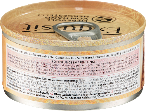 Mokra karma dla kota Exquisit, filet z indyka i łosoś Dein Bestes