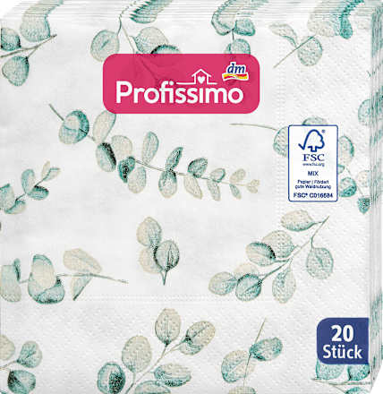 Cocktailservietten "Eukalyptus" (25x25 cm) Profissimo