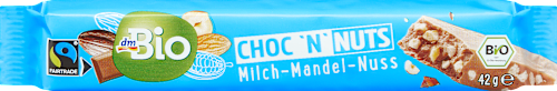 Tyčinka mlieko-mandle-lieskovce Choc 'n' Nuts  dmBio