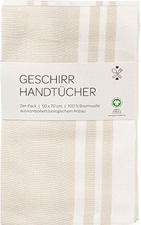 Geschirrtuch aus Bio-Baumwolle, beige/weiß (50x70cm) keine Marke