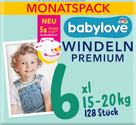 Windeln Premium Gr. 6 XL (15-20 kg) Monatspack babylove
