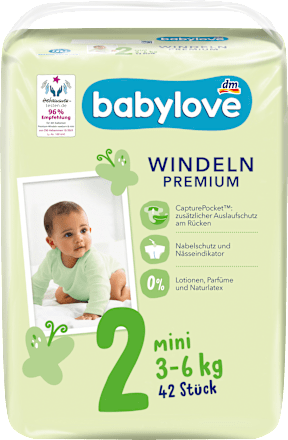 Pieluszki Premium rozmiar 2, mini, 3-6 kg babylove