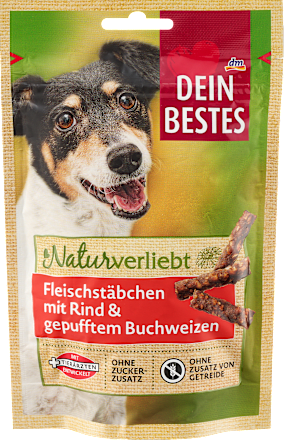 Kausnack Hund, Fleischstäbchen mit Rind & gepufftem Buchweizen, Naturverliebt Dein Bestes