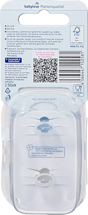 Schnuller für Neugeborene Silikon symmetrisch, blau/creme, 0-2 Monate babylove