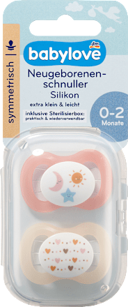 Schnuller für Neugeborene symmetrisch, Silikon, peach/creme, 0-2 Monate babylove