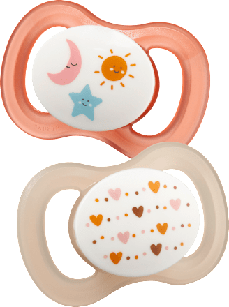 Schnuller für Neugeborene symmetrisch, Silikon, peach/creme, 0-2 Monate babylove