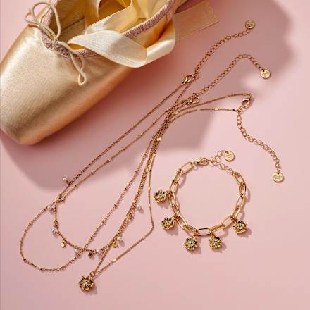 Armband mit Blumen-Anhänger, Gold-Optik ebelin