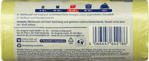 Szemeteszsák citrus illattal, 30 literes Profissimo