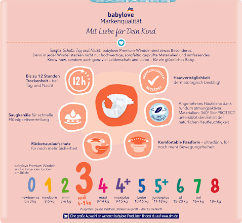 Windeln Premium Gr. 3, Midi 4-9 kg babylove