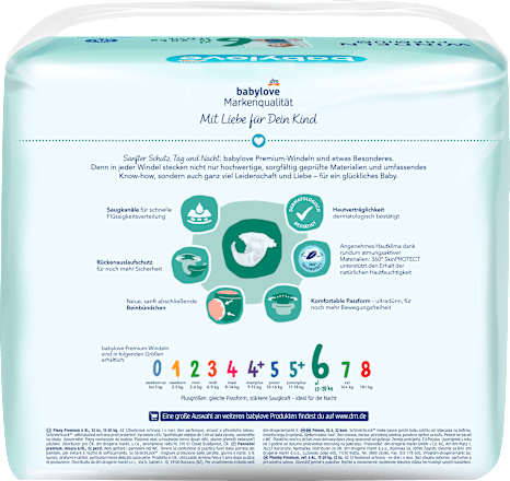 Windeln Premium Gr. 6, XL, 15-20 kg babylove