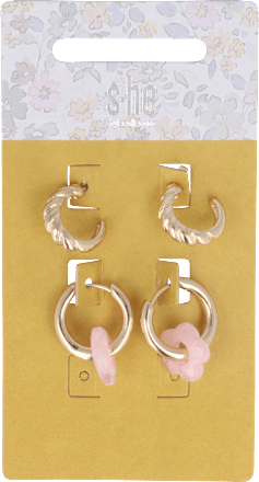 Creolen Ohrstecker-Set mit rosa Verzierungen s-he stylecollection