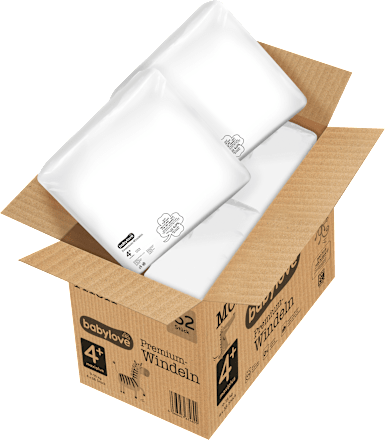 Windeln Premium Gr. 4+ Maxi Plus (9-15 kg), Monatspack babylove