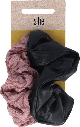 Scrunchi-Set rosa und schwarz in Lederoptik s-he stylecollection