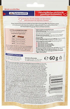 Kausnack Hund, Fleischstäbchen mit Rind & gepufftem Buchweizen, Naturverliebt Dein Bestes