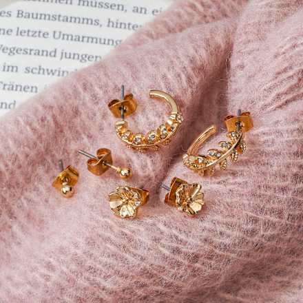 Ohrstecker Blumen & Blätter, Gold-Optik ebelin