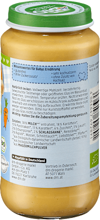 Gemüse Suppe mit Kartoffel, Pastinake und Karotte, ab dem 12.Monat dmBio