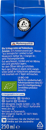 Bio vegán habkrém, kókuszalapú dmBio