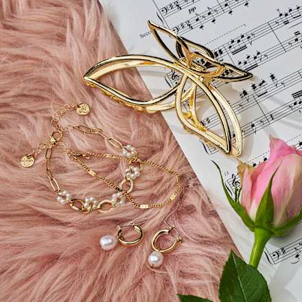 Creolen mit Perle, Gold-Optik ebelin