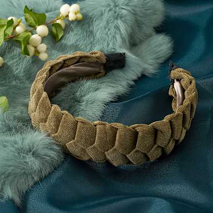 Haarreif geflochten recycelt khaki ebelin