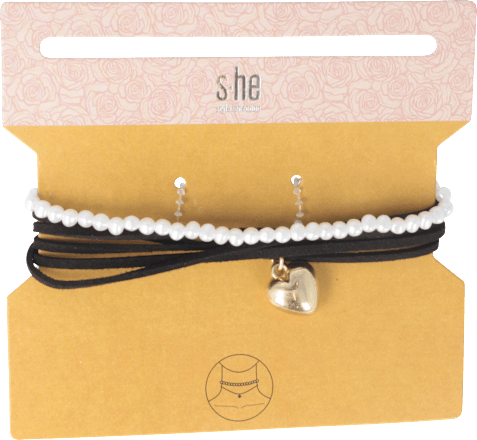 Halsketten-Set mit Perlen und Herzanhänger s-he stylecollection