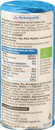 Bio pirini piškoti s kakavovim kremnim polnilom dmBio
