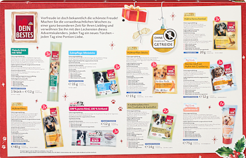 Adventskalender 2024 - 24 leckere Hundesnacks Dein Bestes