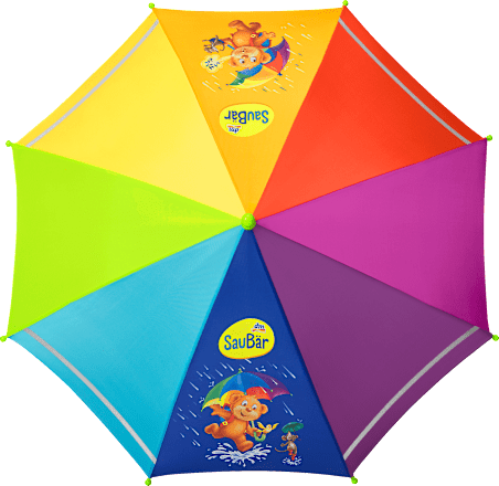 Kinderschirm mit Reflektor, Regenbogen SauBär