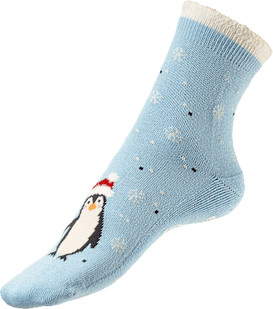 ABS Socken XMAS mit Pinguin-Motiv blau Gr. 39-42 Fascino