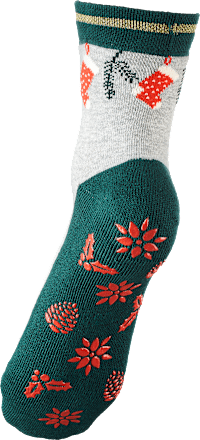 ABS Socken XMAS mit Christbaum-Motiv grau & grün Gr. 35-38 Fascino