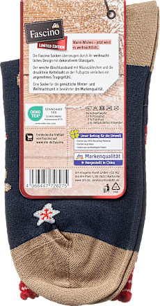 Socken XMAS mit Weihnachts-Muster blau Gr. 35-38 Fascino