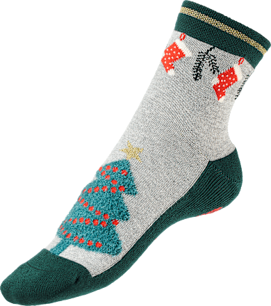 ABS Socken XMAS mit Christbaum-Motiv grau & grün Gr. 35-38 Fascino