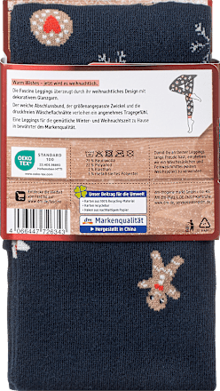 Leggings XMAS mit Weihnachts-Muster blau Gr. 42/44 Fascino