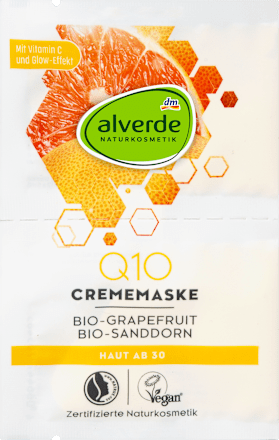Krémová pleťová maska Q10 s bio grapefruitom a bio rakytníkom rešetliakovým alverde NATURKOSMETIK