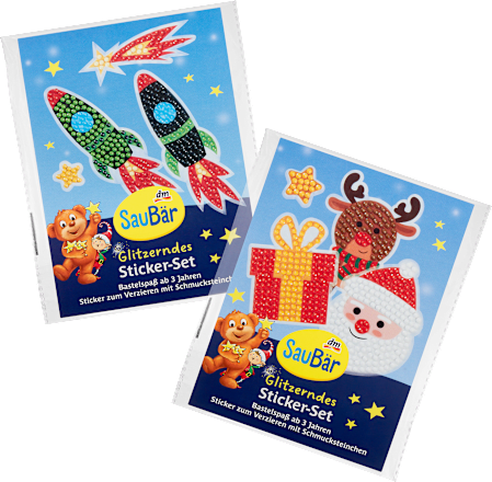 Sticker-Set glitzernd zum Verzieren SauBär