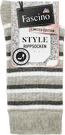 Socken mit Ringeln & Ripp-Struktur grau Gr. 35-38 Fascino
