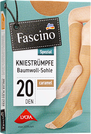 Kniestrümpfe mit Baumwoll-Sohle caramel Gr. 35-38, 20 DEN Fascino