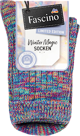 Socken in Strick-Optik mit Umschlagbund blau Gr. 35-38 Fascino